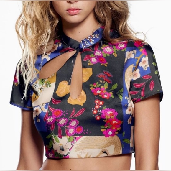 #85 Zara Satin Effect Printed Top - Picture 3 of 5